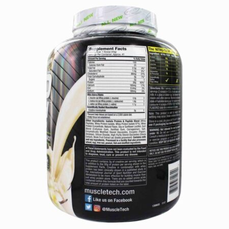 Whey Protein Nitro Tech Naturally Flavored Vanilla MuscleTech 1.8kg - Performance Pura - Imagem 2