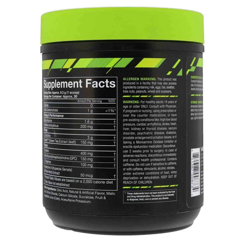 MusclePharm Combat Pré-Treino Framboesa Azul 279g: Energia e Foco Máximos - Imagem 3