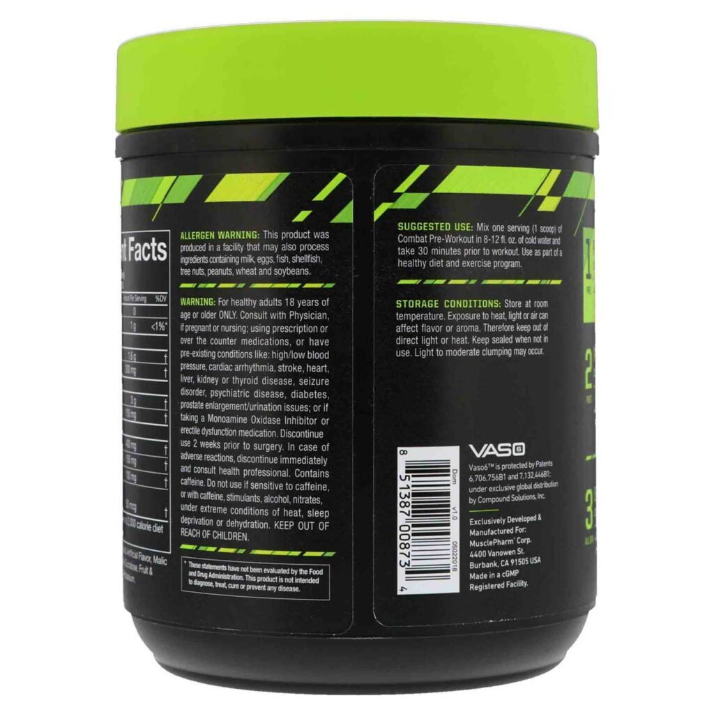 MusclePharm Combat Pré-Treino Framboesa Azul 279g: Energia e Foco Máximos - Imagem 4