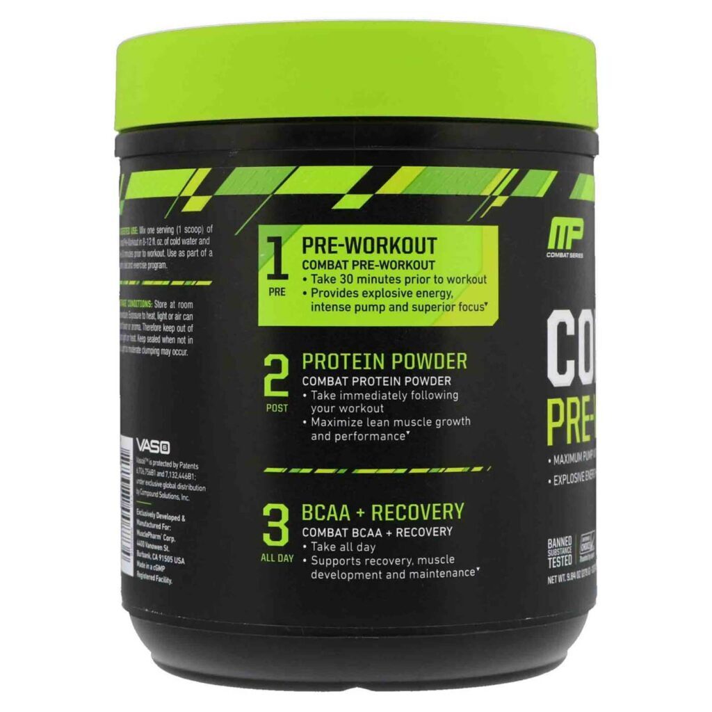 MusclePharm Combat Pré-Treino Framboesa Azul 279g: Energia e Foco Máximos - Imagem 6