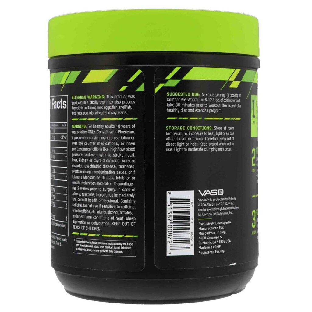 MusclePharm Combat Pré-Treino Sabor Punch de Frutas - 273g: Energia e Foco Máximos - Imagem 4