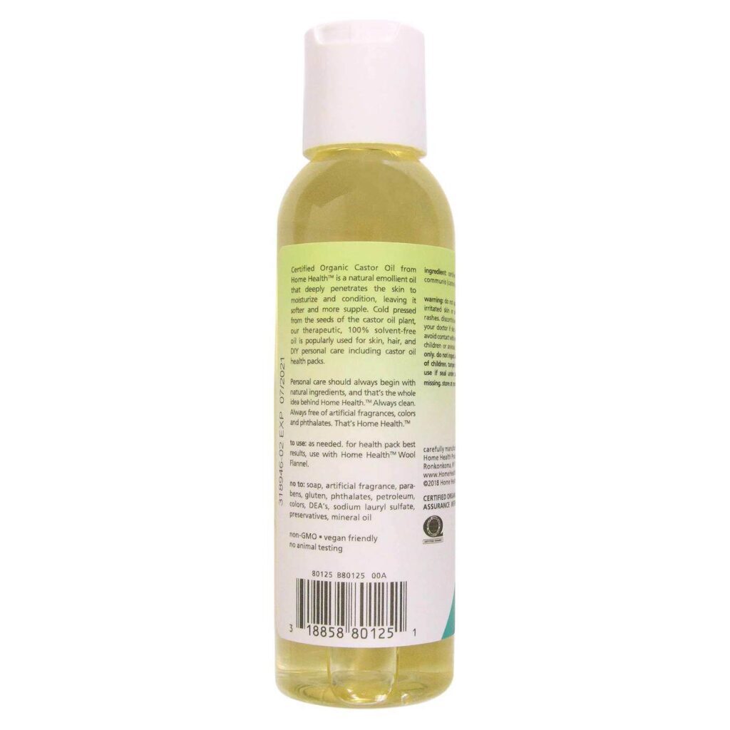 Home Health Óleo de Mamona Orgânico Certificado - 118 ml (4 fl oz) - Cuidado Natural para Cabelo e Pele - Imagem 2