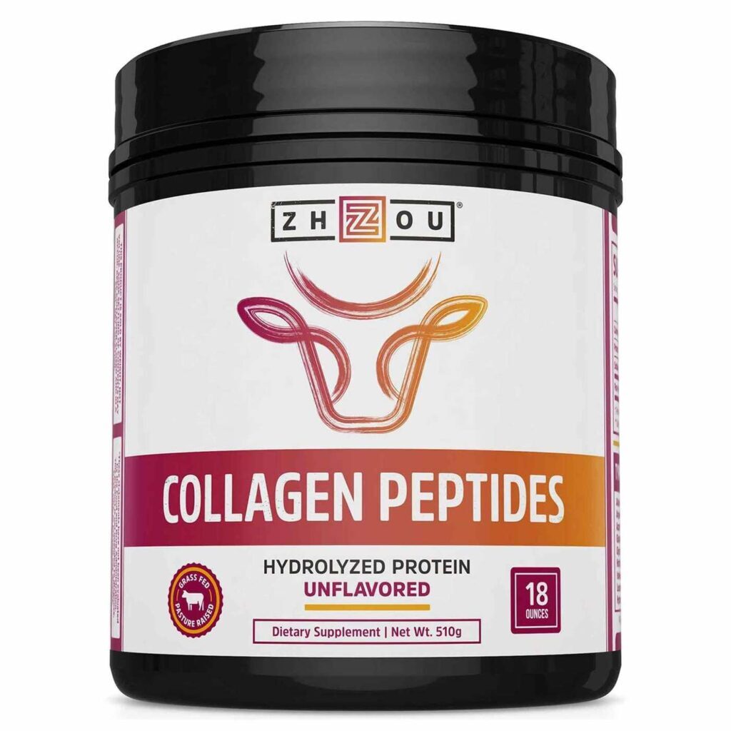 Zhou Proteína Hidrolisada de Peptídeos de Colágeno Sem Sabor 510g - Pele, Cabelo e Articulações