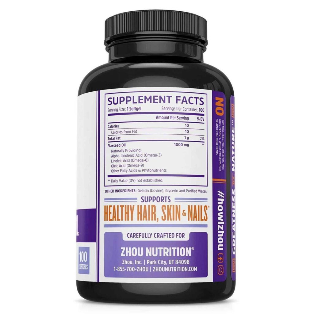 Zhou Nutrition Óleo de Linhaça Prensado a Frio - 100 Cápsulas em Gel - Saúde e Bem-Estar - Imagem 3