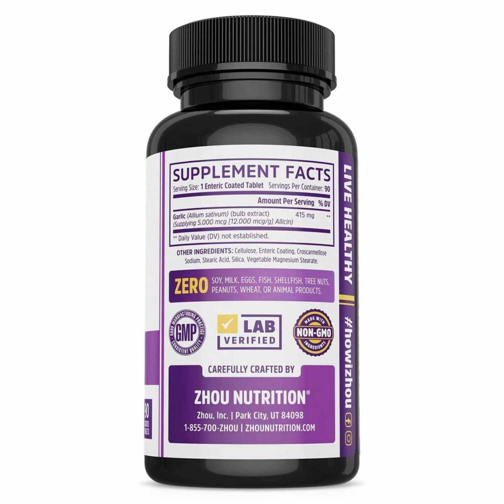 Zhou Nutrition Alho - Suporte Imunidade Força Extra 90 Tabletes - Imagem 3