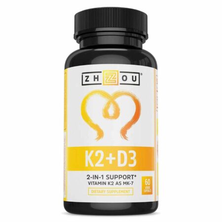 Zhou Nutrition, K2 com vitamina D3 - 60 Cápsulas Vegetais