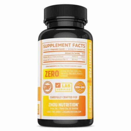Zhou Nutrition K2 com Vitamina D3 - 60 Cápsulas Vegetais: Saúde Óssea e Imunidade - Imagem 3