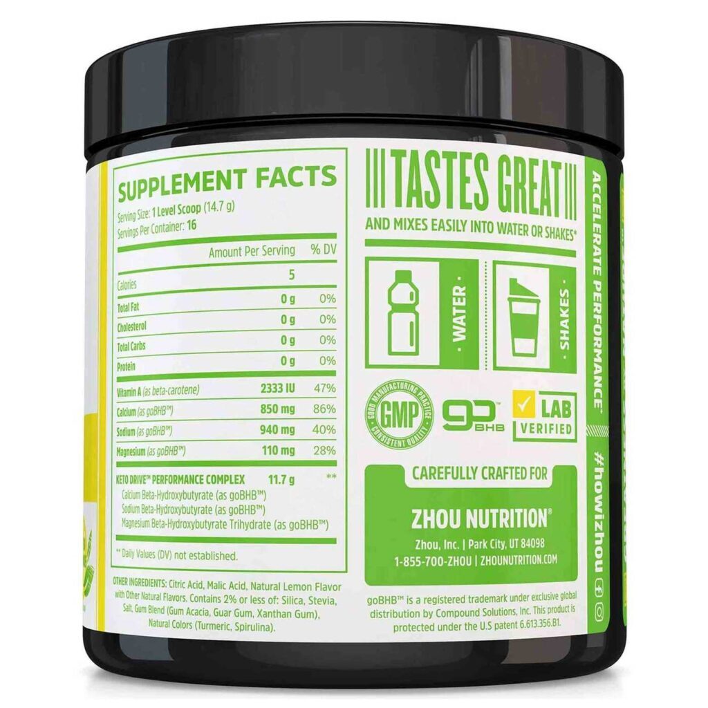 Zhou Nutrition Keto Drive Limonada de Matcha - 235g Pó para Energia e Foco - Imagem 3
