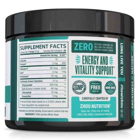 Zhou Nutrition, Spirulina Em Pó - 170 g - Image 3