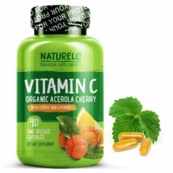 Naturelo Vitamina C com Acerola Cereja Orgânica 90 Cápsulas - Imunidade e Antioxidante