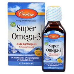 Carlson Labs Super Ômega-3 Óleo de Peixe 100ml - Saúde Cardiovascular e Cerebral