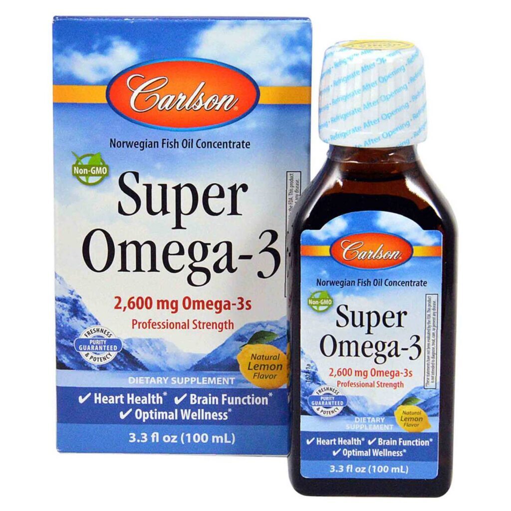Carlson Labs Super Ômega-3 Óleo de Peixe 100ml - Saúde Cardiovascular e Cerebral