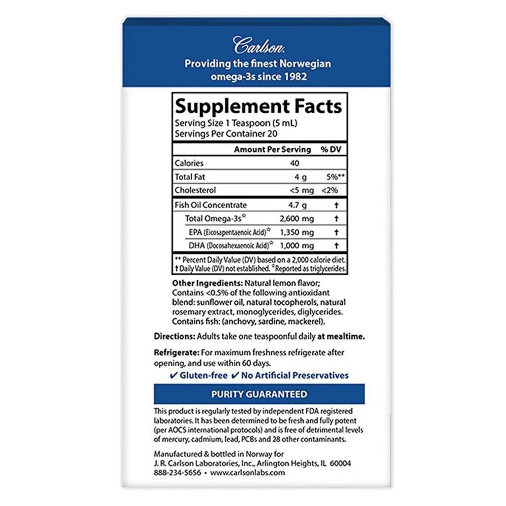 Carlson Labs Super Ômega-3 Óleo de Peixe 100ml - Saúde Cardiovascular e Cerebral - Imagem 3
