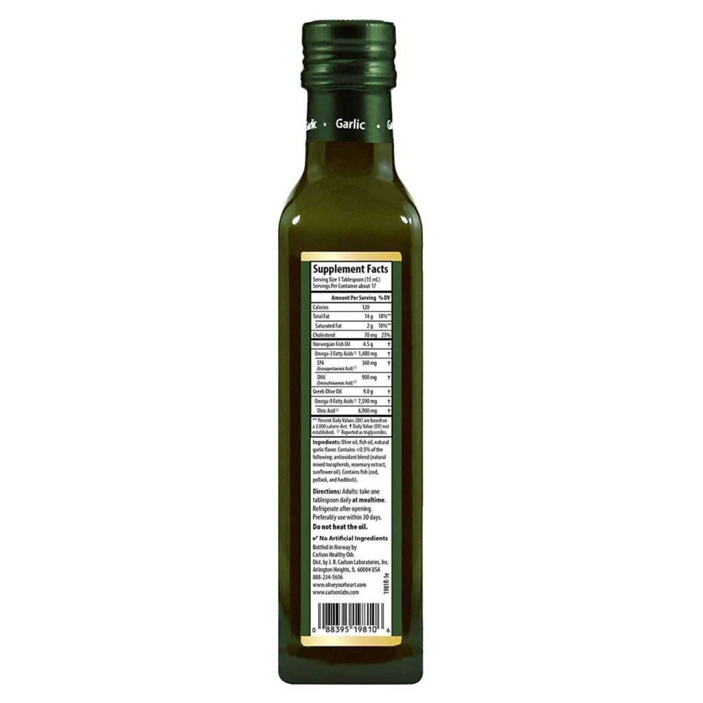Carlson Labs Olive your Heart Ômega-3 1480mg com Alho 250ml - Saúde Cardiovascular e Imunidade - Imagem 4