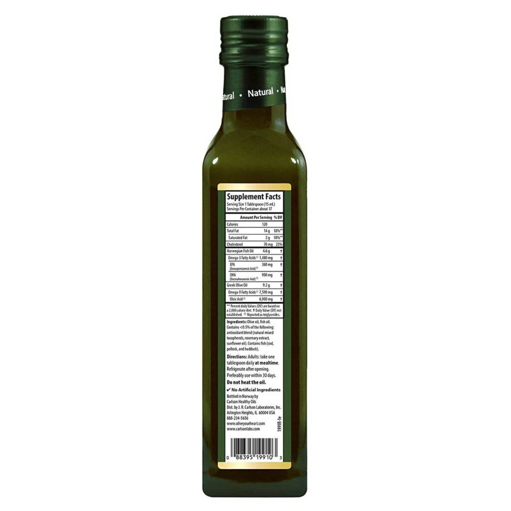 Carlson Labs Olive your Heart Ômega-3s 1480 mg Sabor Natural 250 ml - Imagem 4