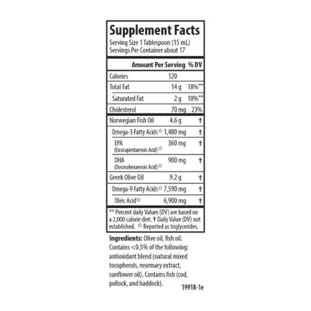 Carlson Labs Olive your Heart Olive and Fish Oil 1480 mg Omega-3s Natural Flavor 250 ml - Image 5