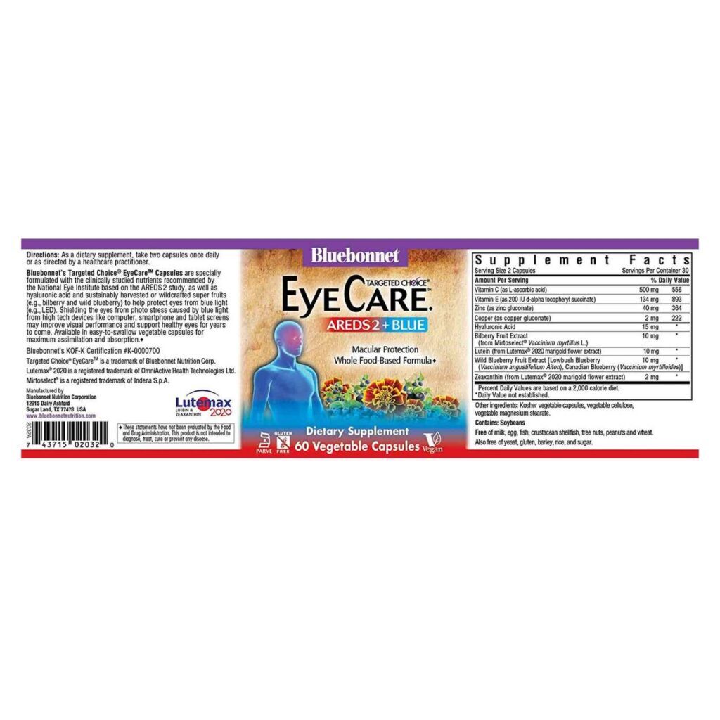 Bluebonnet Nutrition Targeted Choice Cuidado com os Olhos - 60 Cápsulas Vegetarianas - Imagem 4