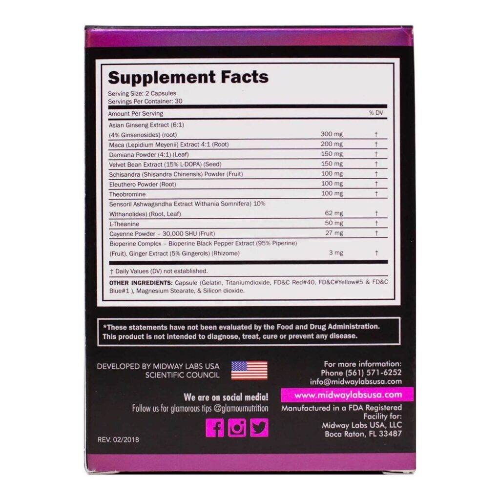 Midway Labs Glamour Nutrition Love Spell - Energia Sexual Feminina 60 Cápsulas - Imagem 4
