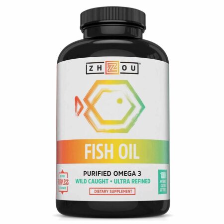 Zhou Nutrition, Óleo de Peixe com Ômega 3 Purificado - 180 Cápsulas com Revestimento Entérico