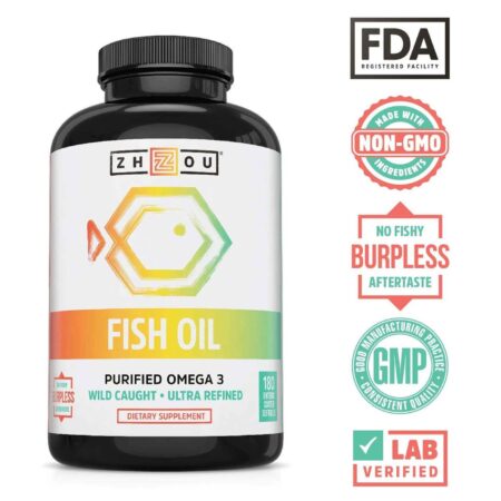 Zhou Nutrition, Óleo de Peixe com Ômega 3 Purificado - 180 Cápsulas com Revestimento Entérico - Image 4