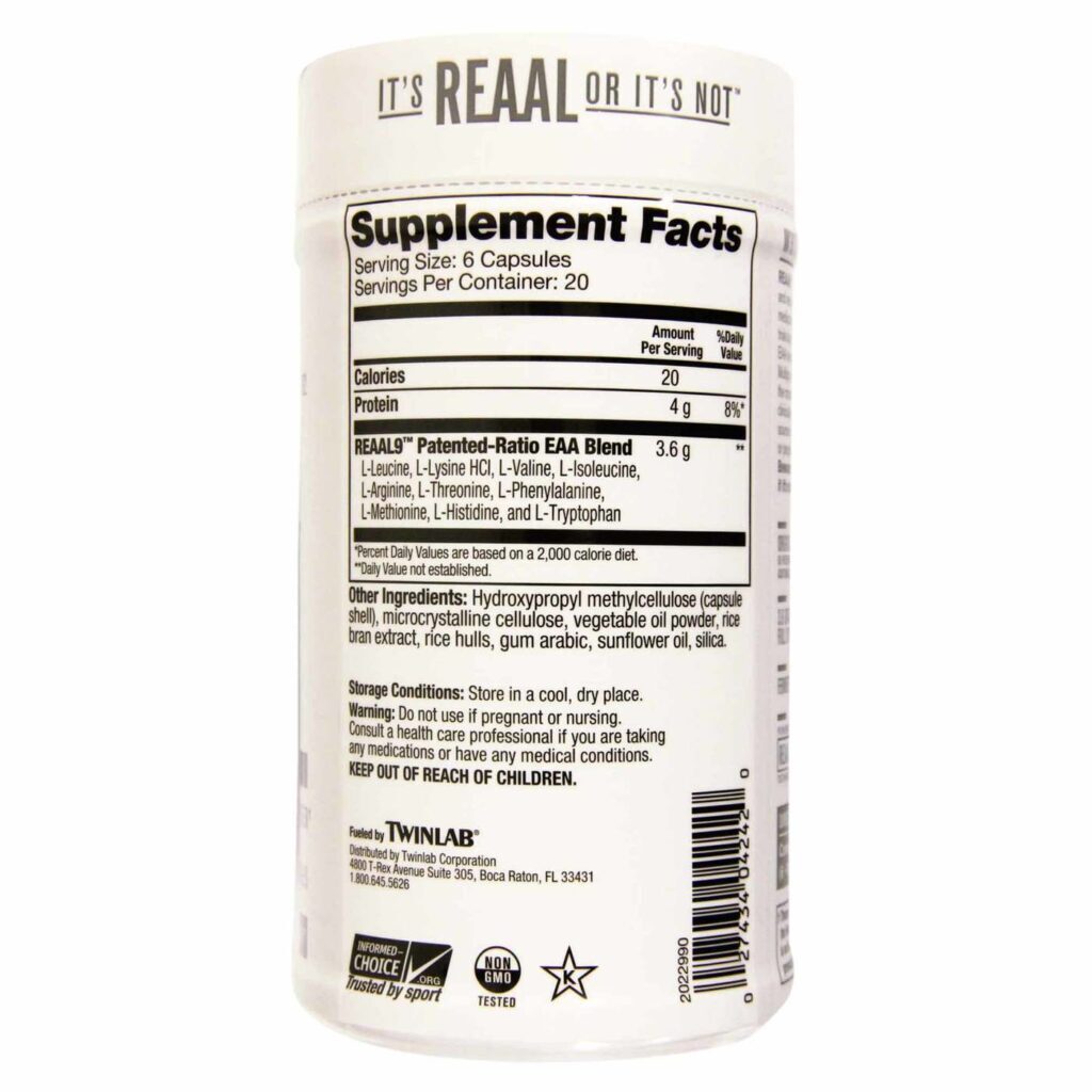 REAAL Essential Amino Acid Muscle Multiplier 120 Cápsulas Veganas - Construa Massa Muscular - Imagem 3