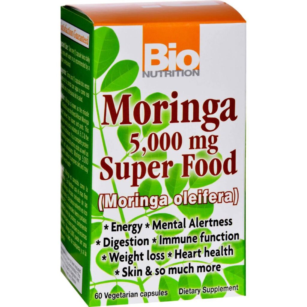 Bio Nutrition Moringa 5.000 mg Super Food 60 Cápsulas Vegetarianas - Energia e Vitalidade Natural