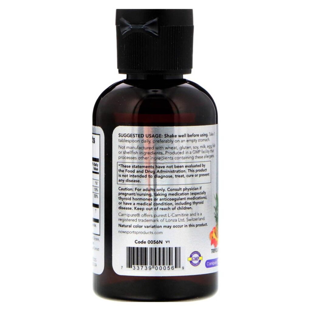 Now Foods L-Carnitina Líquida Punch Tropical 59 ml - Energia e Metabolismo - Imagem 4