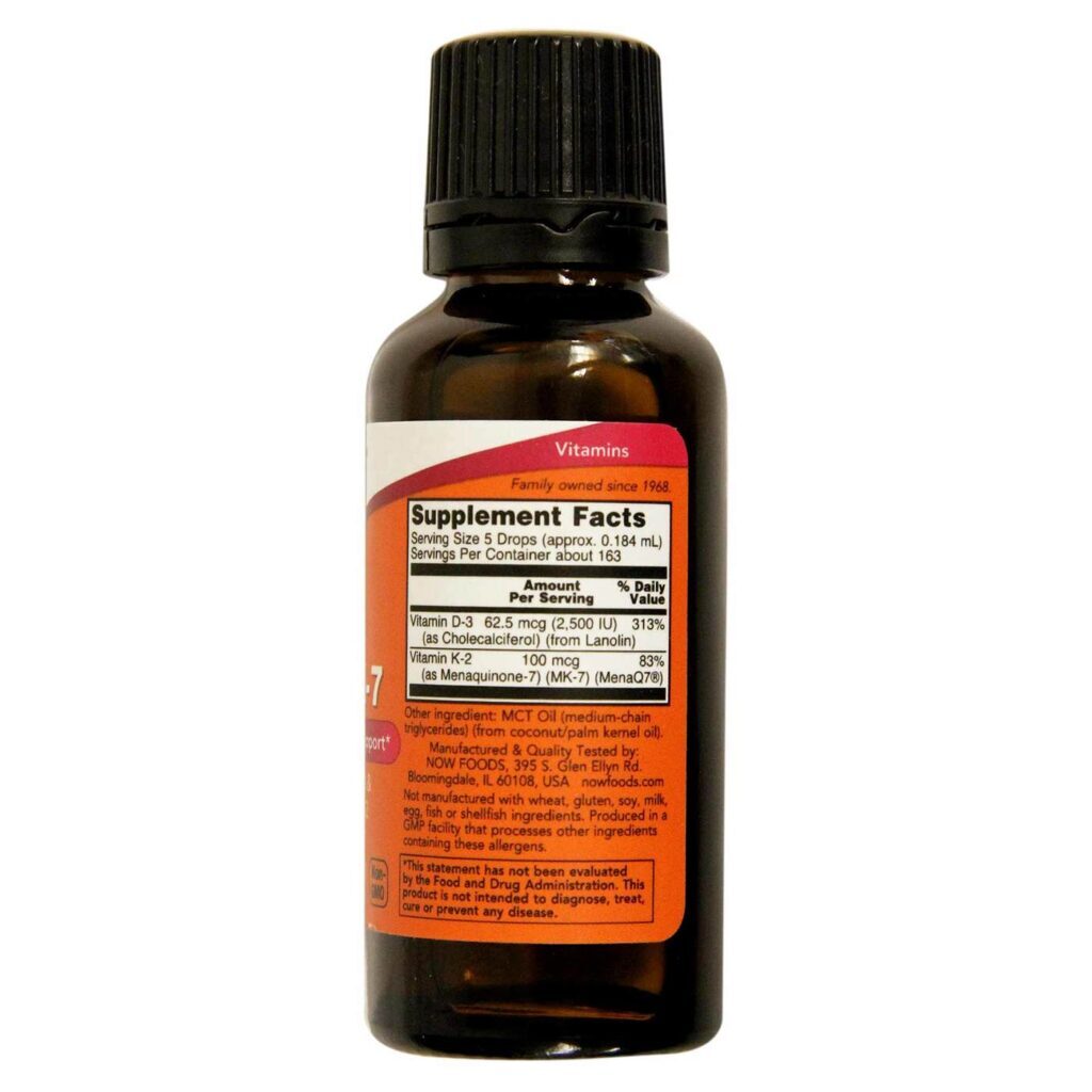 Now Foods D-3 e MK-7 Líquido: Suporte Ósseo e Cardiovascular Essencial - 30 mL - Imagem 3