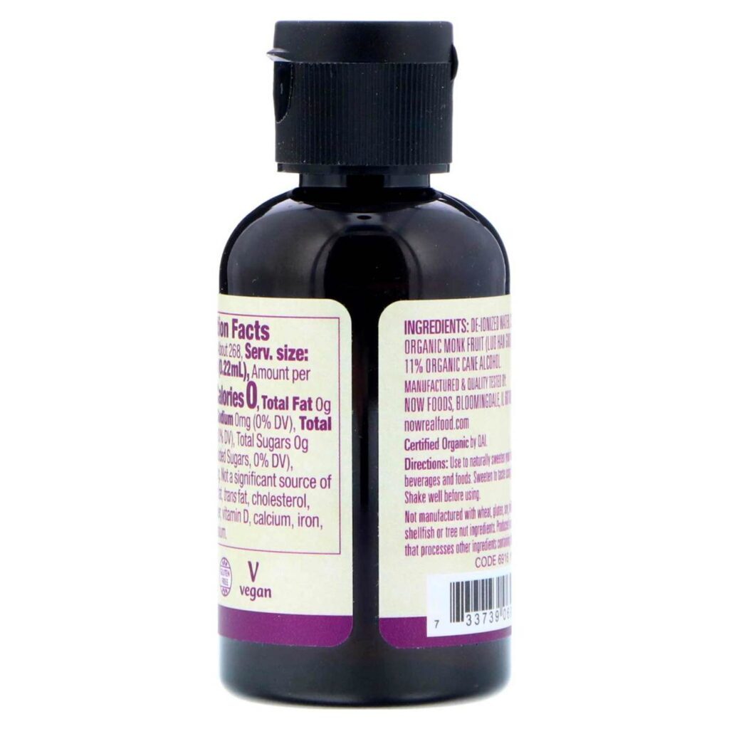 Now Foods Fruta dos Monges Orgânica Adoçante Natural 59 ml Puro Brasil - Imagem 3