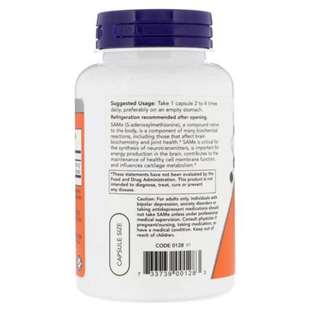 Now Foods, SAMe 200 mg - 120 Cápsulas Vegetarianas - Image 3