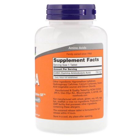 Now Foods, GABA 750 mg - 120 Comprimidos - Image 2