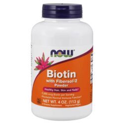 Now Foods Biotina com Fibersol 2 Powder 113g - Suporte para Cabelos, Pele e Unhas
