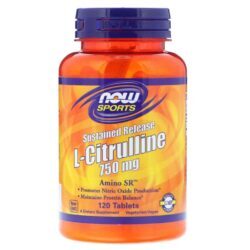 Now Foods L-Citrulina Liberação Sustentada 750 mg - 120 Tabletes: Energia e Desempenho