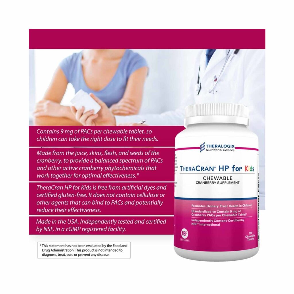 Theralogix TheraCran® HP para Crianças: Saúde Urinária e Suporte Imunológico - 180 Tabletes Mastigáveis - Imagem 2
