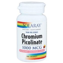 Solaray Picolinato de Cromo 1.000 mcg Limonada de Framboesa 100 Pastilhas - Controle Glicêmico
