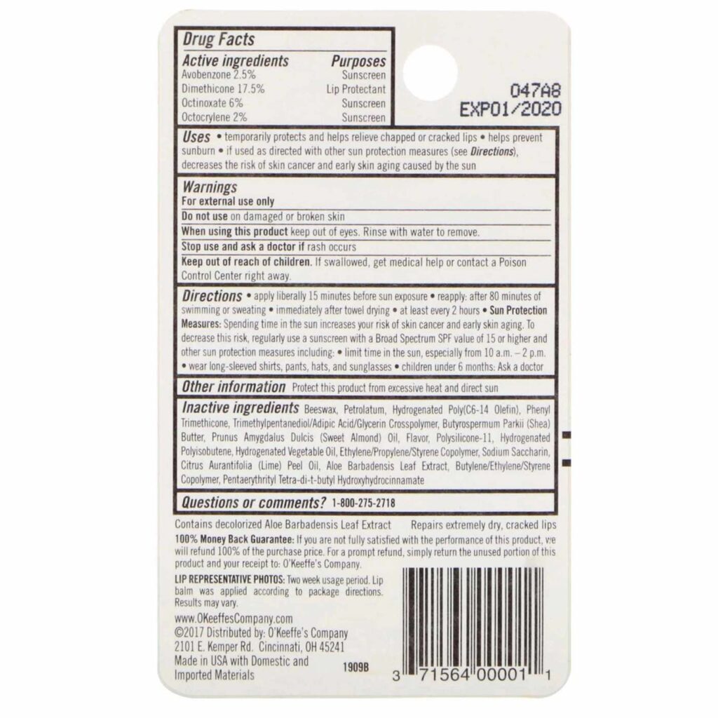 O'Keeffe's Protetor Labial FPS 35 - Proteção e Hidratação Duradoura 4.2g - Imagem 2