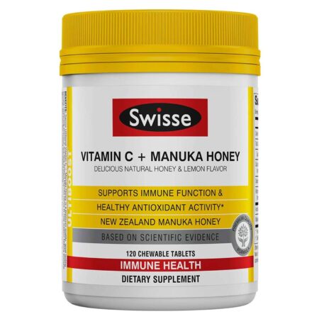 Swisse, Vitamina C e Mel Manuka - 120 Tabletes Mastigáveis