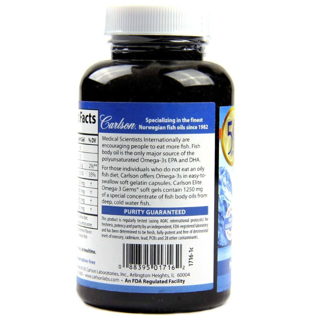 Carlson Labs Elite Ômega-3 Gems Limão 60 Cápsulas: Saúde Cardiovascular e Bem-Estar - Imagem 3