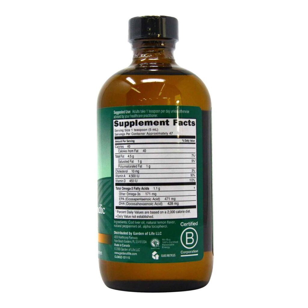 Garden of Life Olde World Óleo de Fígado de Bacalhau Islandês Limão Mentolado 236 ml - Saúde e Nutrição - Imagem 2