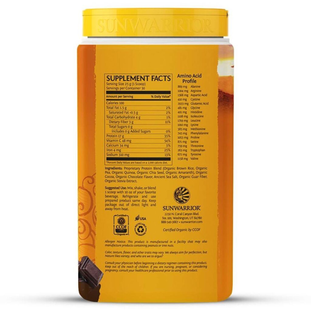 Sunwarrior Proteína Clássica Plus - Chocolate - 750g (1.65lb) - Whey Vegano Puro - Imagem 2