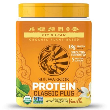 Sunwarrior Proteína Clássica Plus Baunilha 375g – Massa Muscular e Energia Pura — foto 1