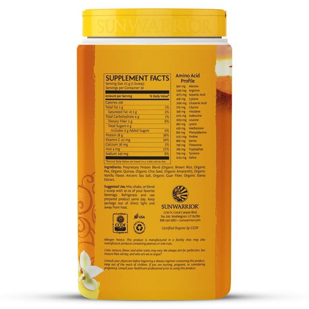 Sunwarrior Proteína Clássica Plus Baunilha - 750g (1.65lb) Puro Sabor e Nutrição - Imagem 2