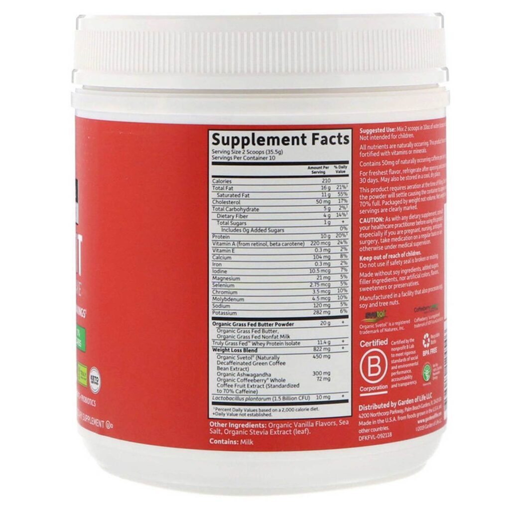 Garden of Life Dr. Formulado Keto Fit Shake Perda De Peso Baunilha 355g (12,52 oz) - Imagem 2