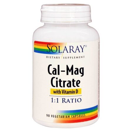 Solaray Cal-Mag Citrato de 1:1 com Vitamina D 90 Cápsulas Vegetarianas