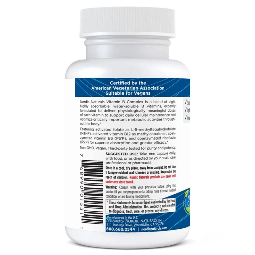 Nordic Naturals Complexo de Vitamina B 45 Cápsulas: Energia e Bem-Estar Essenciais - Imagem 3