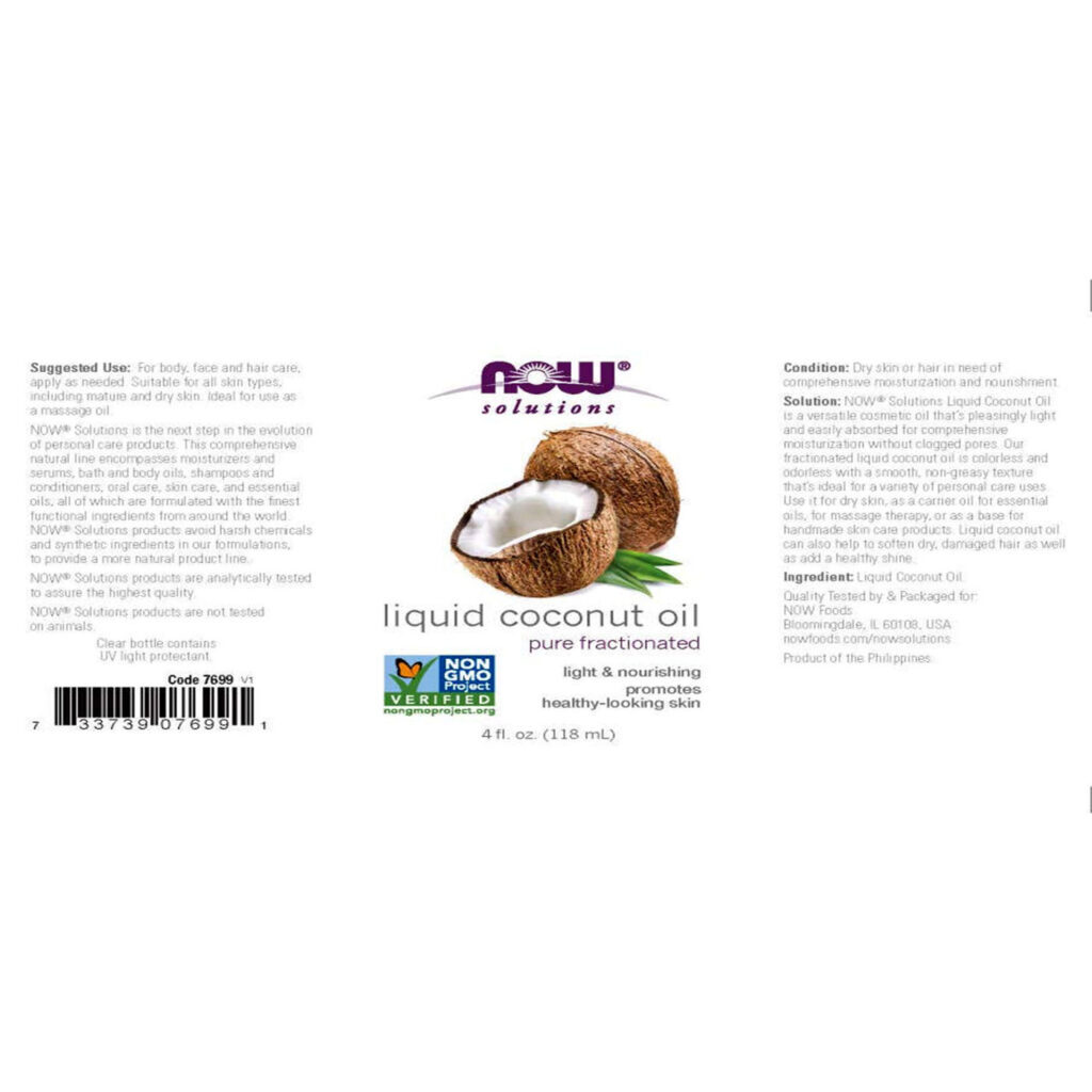 Now Foods Óleo de Coco Líquido 118ml (4 oz) Puro e Versátil - Imagem 2