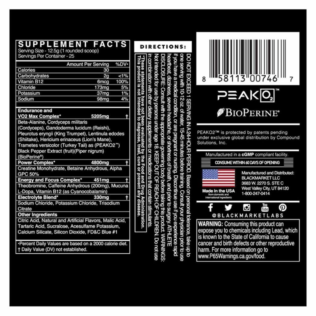 Blackmarket Fit Pre Workout Razz Azul 25 Porções - Energia e Foco Máximos - Imagem 2