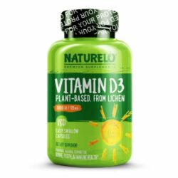 NATURELO Vitamina D3 Líquen 180 Cápsulas Fáceis de Engolir - Essencial para Imunidade e Ossos Fortes no Brasil