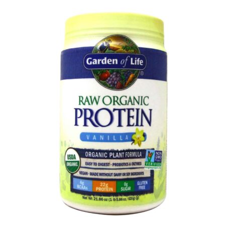 Garden of Life, Proteína Orgânica RAW, Baunilha - 624 g