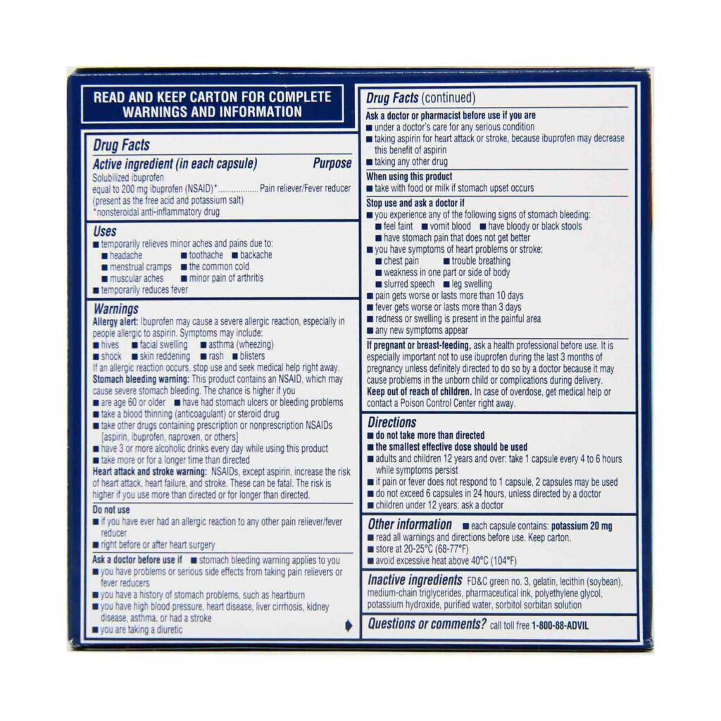 Advil Ibuprofeno Liqui-Gels: Alívio Rápido para Dores - 2 Frascos com 120 Cápsulas (240 Cápsulas Líquidas Totais) - Imagem 3